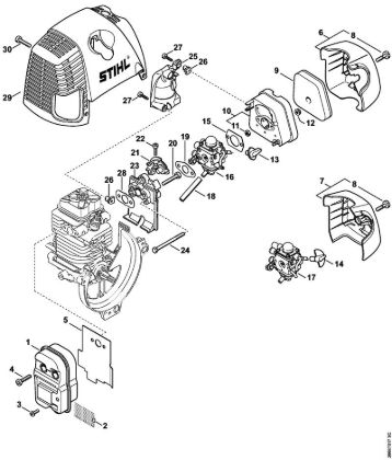 Muffler, Air filter Backpack brushcutters (FR) FR 130 T Stihl