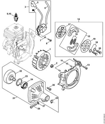 Ignition system, Clutch Backpack brushcutters (FR) FR 235.0 T Stihl