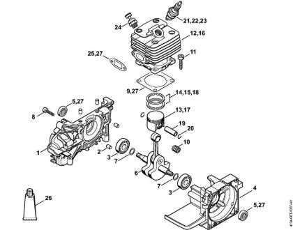 Crankcase, Cylinder FR 350 Backpack brushcutters (FR) FR 350 Stihl