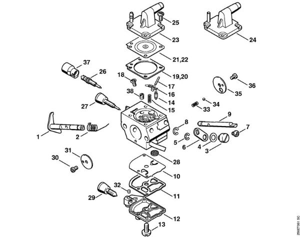 Carburetor C1Q-S155, C1Q-S113, C1Q-S94 FR 450, 480 Backpack brushcutters (FR) FR 450 Stihl