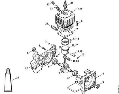 Crankcase, Cylinder FR 450, 480 Backpack brushcutters (FR) FR 450 Stihl