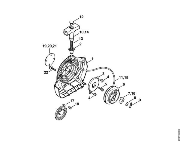 Rewind starter FR 450, 480 Backpack brushcutters (FR) FR 450 Stihl