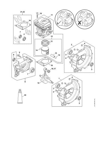 Picture of Crankcase, Cylinder FR 460, FR 480 FR 460 TC-E