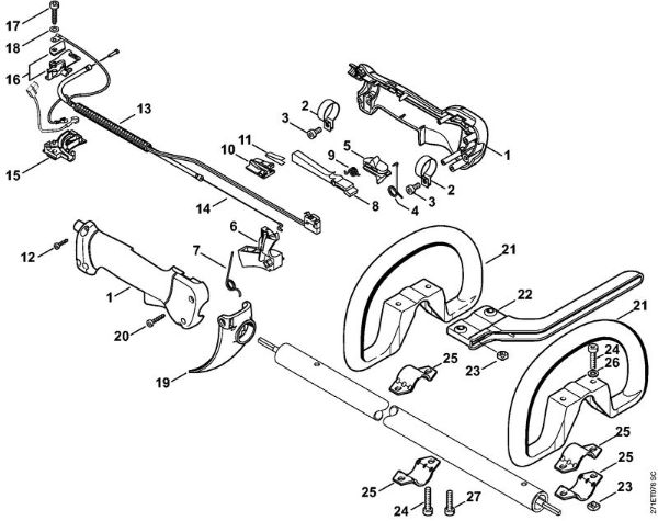 Control handle Backpack brushcutters (FR) FR 480 (4128) Stihl
