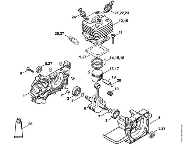 Crankcase, Cylinder FR 350 Backpack brushcutters (FR) FR 480 C-F (4128) Stihl