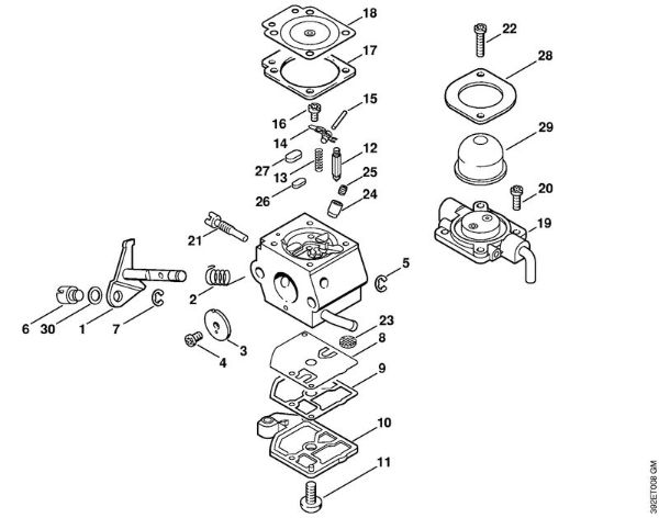 Carburetor C1Q-S45 (16.2001) Backpack brushcutters (FR) FR 85 Stihl
