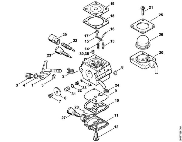 Carburetor C1Q-S80 BR (41.2017) Backpack brushcutters (FR) FR 85 Stihl