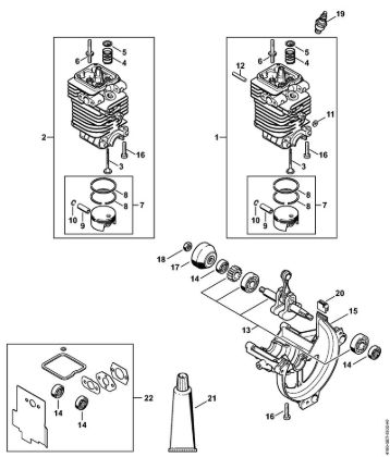 Cylinder, Engine pan Brushcutters (FS) FS 100 Stihl