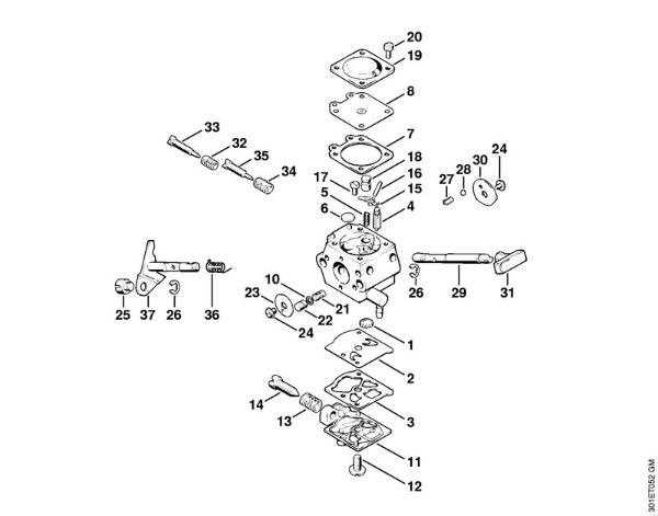Carburetor WT-45, WT-112 Brushcutters (FS) FS 106 Stihl