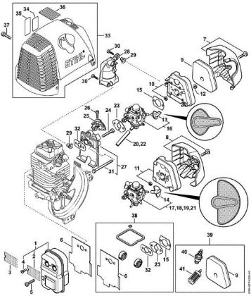 Muffler, Air filter Brushcutters (FS) FS 110 RX-Z Stihl
