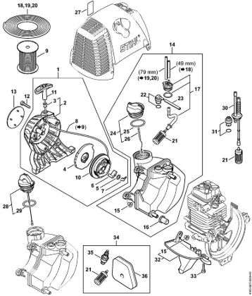 Rewind starter, Fuel tank Brushcutters (FS) FS 110 RX-Z Stihl