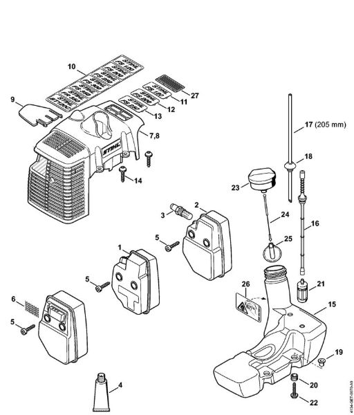 Muffler, Shroud, Fuel tank    809 249 646 (10.2016) Brushcutters (FS) FS 120 Stihl
