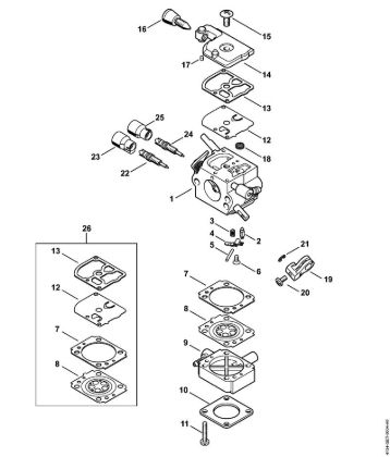 Carburetor 2-MIX 4134/12 Brushcutters (FS) FS 120 2-MIX Stihl