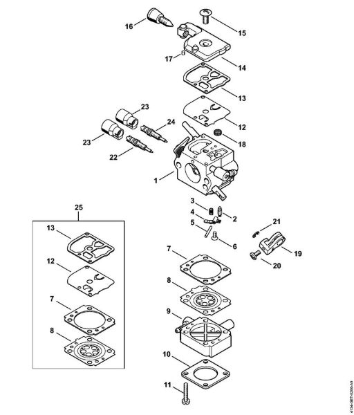 Carburetor 2-MIX 4134/28 Brushcutters (FS) FS 120 2-MIX Stihl