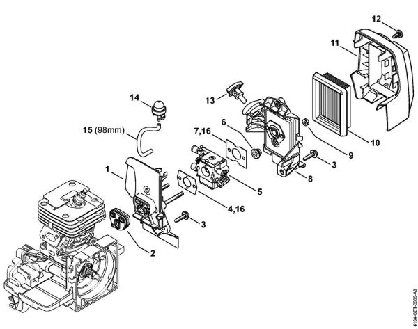 Carburetor housing, Air filter 2-MIX Brushcutters (FS) FS 120 R 2-MIX Stihl