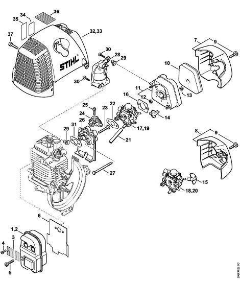 Muffler, Air filter Brushcutters (FS) FS 130 R Stihl