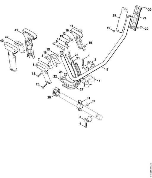Two-handed handle bar, Control handle    3 50 609 047 (25.2001) Brushcutters (FS) FS 160 Stihl