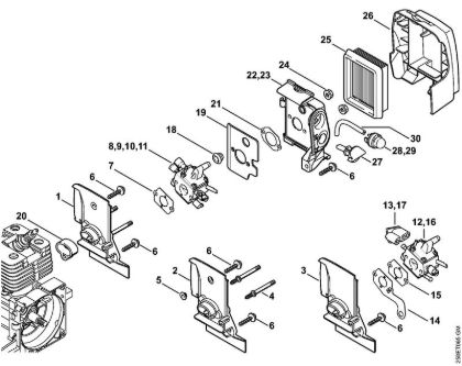 Carburetor housing, Air filter    809 249 646 (10.2016) Brushcutters (FS) FS 200 Stihl