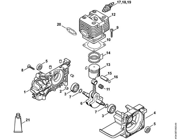 Crankcase, Cylinder FS 200, 200 R Brushcutters (FS) FS 200 Stihl