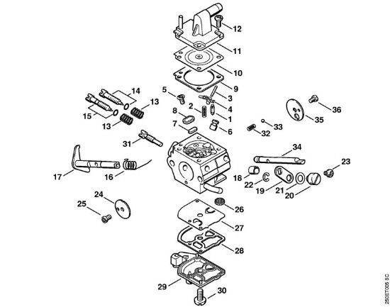 Carburetor C1Q-S35 (19.98) Brushcutters (FS) FS 200 R Stihl