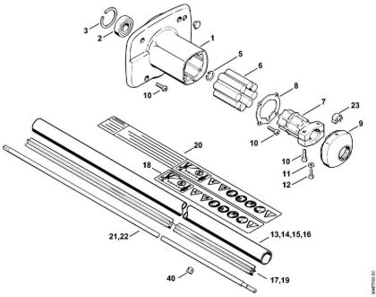 Clutch housing, Drive tube assembly Brushcutters (FS) FS 220 K Stihl