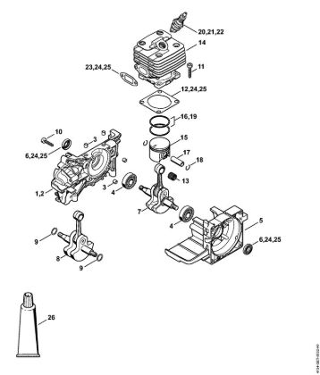 Crankcase, Cylinder FS 250, 250 R Brushcutters (FS) FS 250 Stihl