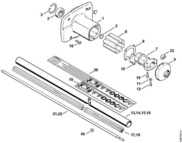 Clutch housing, Drive tube assembly Brushcutters (FS) FS 280 Stihl