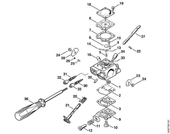 Carburetor WT-492 (USA) Brushcutters (FS) FS 36 R Stihl
