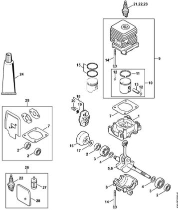 Crankcase, Cylinder Brushcutters (FS) FS 38 Stihl