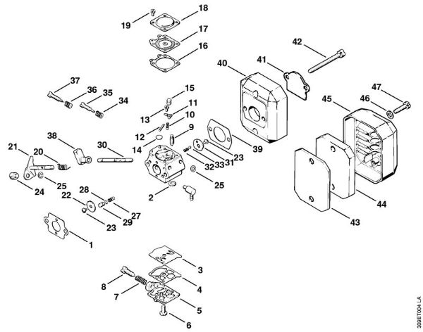 Carburetor, Air filter Brushcutters (FS) FS 51 Stihl