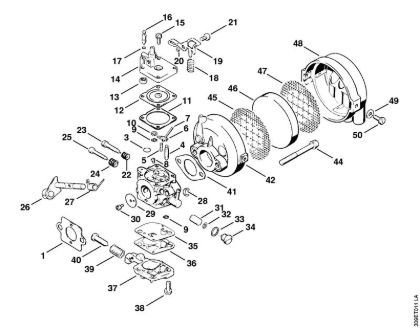 Carburetor, Air filter Brushcutters (FS) FS 51 Stihl