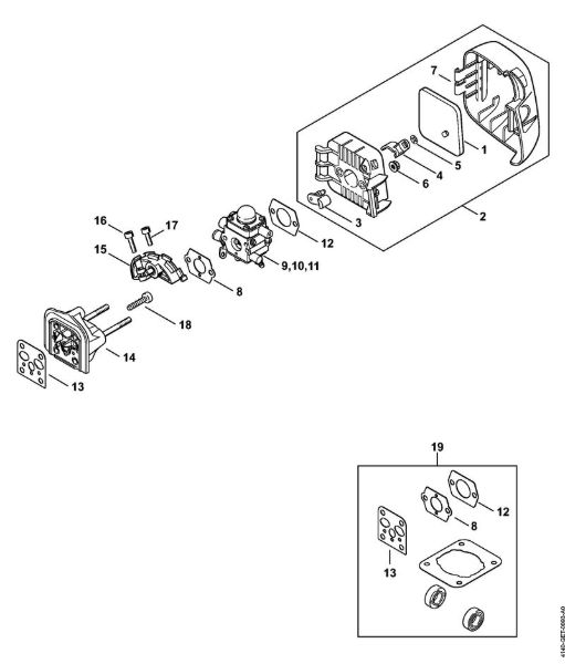 Air filter, Spacer flange 2-MIX Brushcutters (FS) FS 55 R 2-MIX Stihl