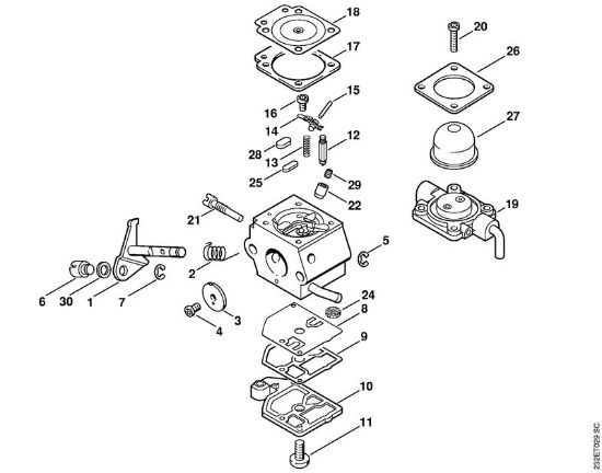 Carburetor C1Q-S53 Brushcutters (FS) FS 55 RC-E Stihl