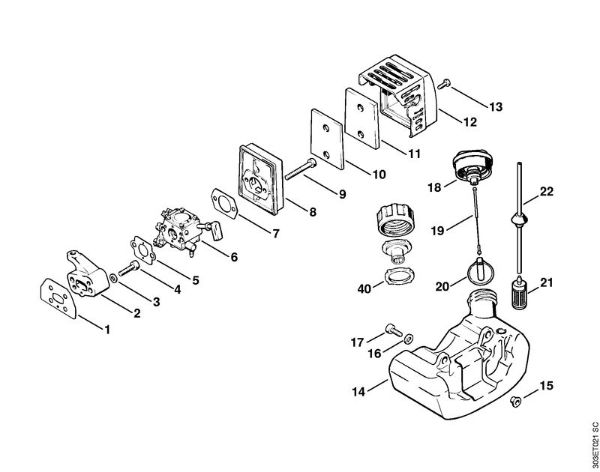 Air filter, Fuel tank Brushcutters (FS) FS 62 Stihl