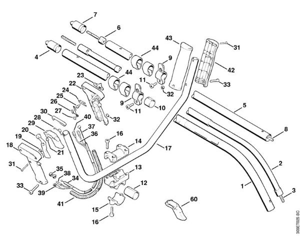 Two-handed handle bar, Drive tube assembly Brushcutters (FS) FS 66 Stihl