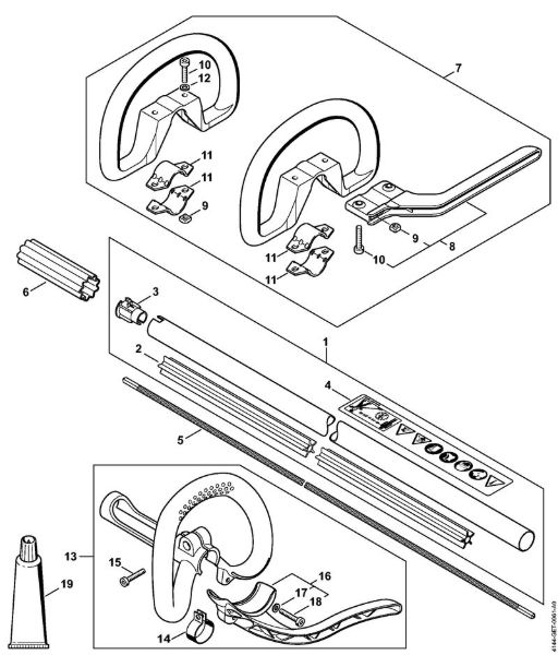 Drive tube assembly, Loop handle FS 70 RC-E, FS 70 RC-E Z, FS 70 R-Z Brushcutters (FS) FS 70 RC-E Stihl