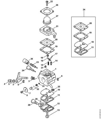 Carburetor 4137/22 Brushcutters (FS) FS 75 Stihl
