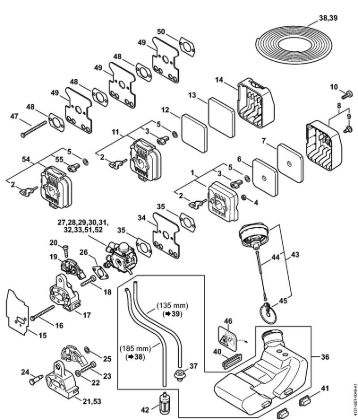 Air filter, Fuel tank Brushcutters (FS) FS 85 Stihl