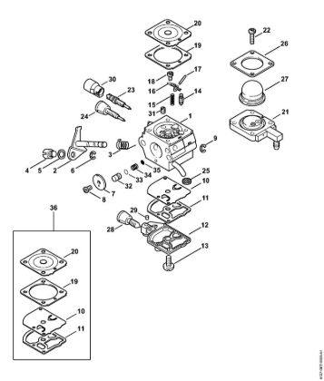 Carburetor 4137/23 BR Brushcutters (FS) FS 85 Stihl