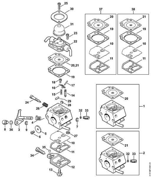 Carburetor C1Q-S28, C1Q-S41    1 42 812 153 (21.1999) Brushcutters (FS) FS 85 Stihl