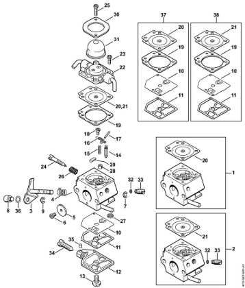 Carburetor C1Q-S28, C1Q-S41    1 42 812 153 (21.1999) Brushcutters (FS) FS 85 R Stihl