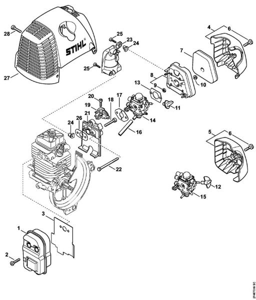 Muffler, Air filter Brushcutters (FS) FS 87 R Stihl
