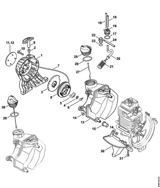 Rewind starter, Fuel tank Brushcutters (FS) FS 87 R Stihl