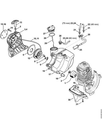 Rewind starter, Fuel tank Brushcutters (FS) FS 89 Stihl