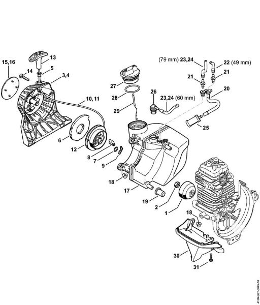Rewind starter, Fuel tank Brushcutters (FS) FS 89 R Stihl