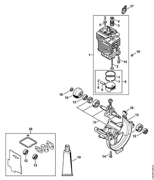 Cylinder, Engine pan Brushcutters (FS) FS 90 - 4180 Stihl