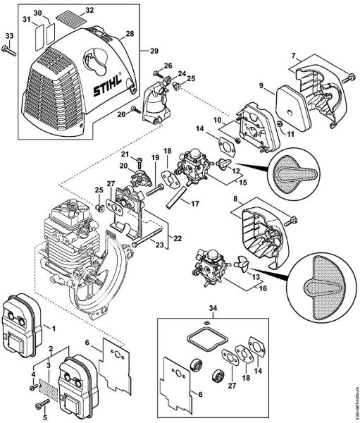 Muffler, Air filter Brushcutters (FS) FS 90 - 4180 Stihl