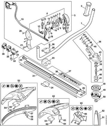Bike handle, Drive tube assembly, Gear head from Serial number 516962085 Brushcutters (FS) FS 94 C-E Stihl