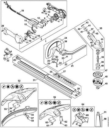 Control handle, Drive tube assembly, Gear head from serial number 516962085 Brushcutters (FS) FS 94 RC-E Stihl