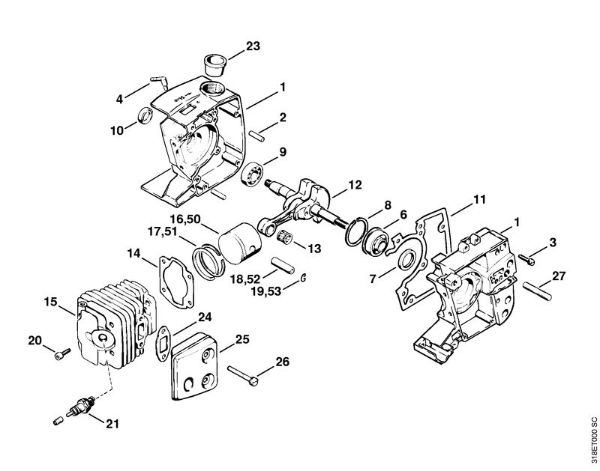 Crankcase, Piston Clearing saws (FS) FS 202 Stihl